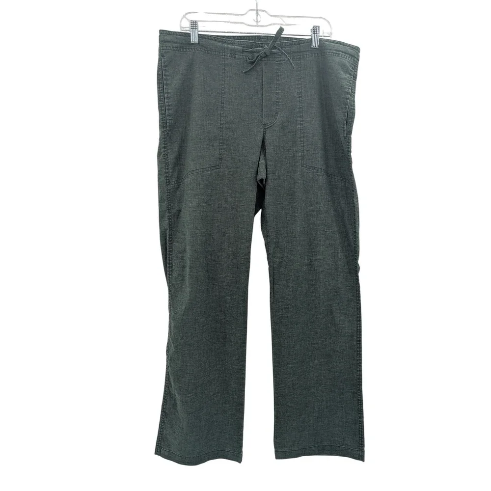 Gorpcore Lounge Prana Breathe Green Hemp Blend Wide Leg Drawstring L Pants